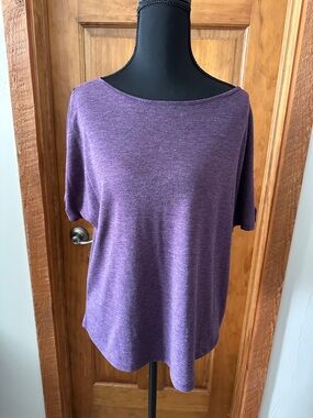 Women's Purple Boatneck Short Sleeve Knit Top